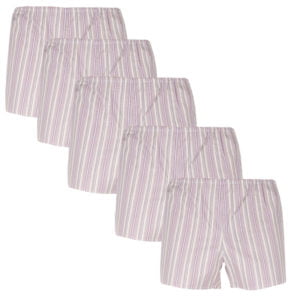 5PACK klasické pánské trenky Foltýn hnědé s proužky S