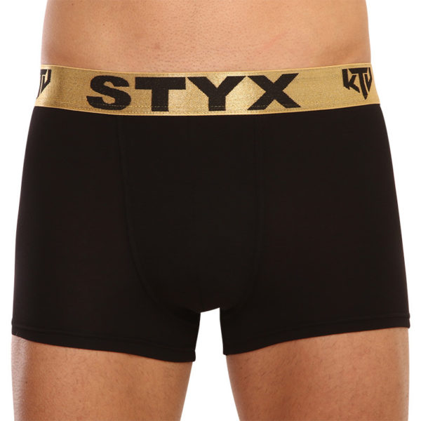 Pánské boxerky Styx / KTV sportovní guma černé - zlatá guma (GTZ960) L