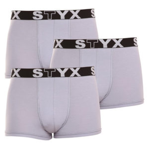3PACK pánské boxerky Styx sportovní guma šedé (G10676767) L