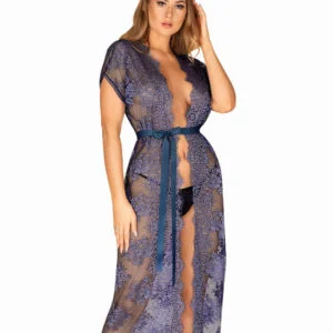 Dámský župánek Obsessive modrý (Flowlace peignoir) S