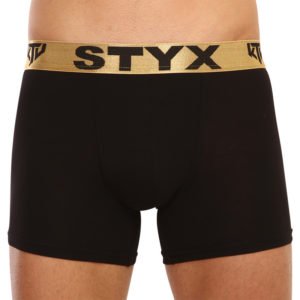 Pánské boxerky Styx / KTV long sportovní guma černé - zlatá guma (UTZ960) L