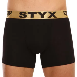 Pánské boxerky Styx / KTV long sportovní guma černé - zlatá guma (UTZ960) L