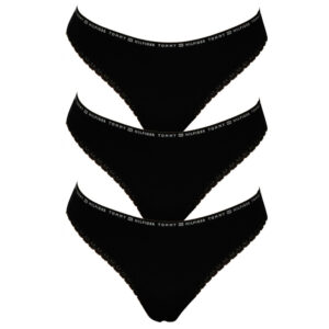 3PACK dámská tanga Tommy Hilfiger černá (UW0UW02824 0R7) S