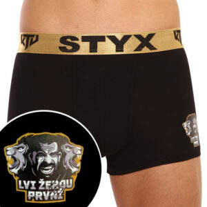 Pánské boxerky Styx / KTV sportovní guma černé - zlatá guma (GTZL960) XXL