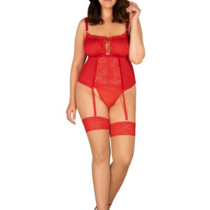 Dámské punčochy Obsessive červené (Blossmina stockings) 4XL