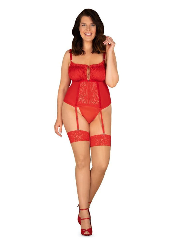 Dámské punčochy Obsessive červené (Blossmina stockings) 6XL
