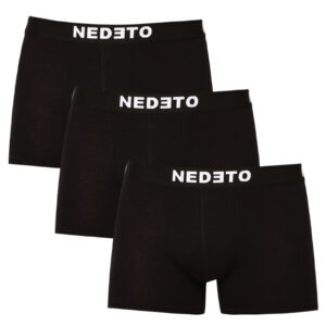 3PACK pánské boxerky Nedeto černé (3NDTB001-brand) XL