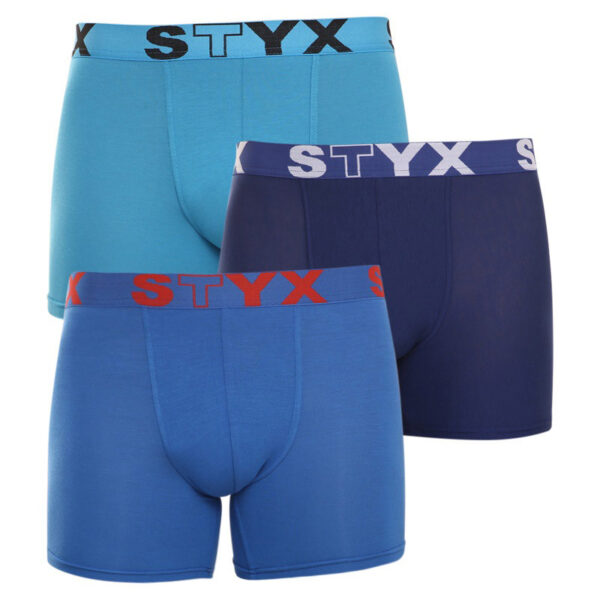 3PACK pánské boxerky Styx long sportovní guma modré (U9676869) L