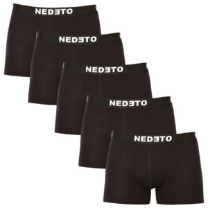 5PACK pánské boxerky Nedeto černé (5NDTB001-brand) XL