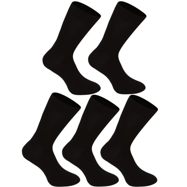 5PACK ponožky Nedeto vysoké bambusové černé (5NDTP001) XL