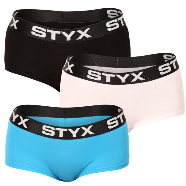 3PACK dámské kalhotky Styx s nohavičkou vícebarevné (3IN96019) S