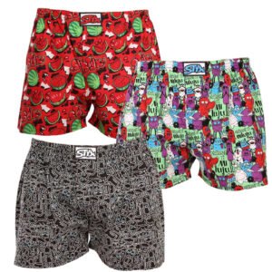 3PACK pánské trenky Styx art klasická guma vícebarevné (3A12569) L