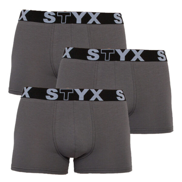3PACK pánské boxerky Styx sportovní guma nadrozměr tmavě šedé (R10636363) 3XL