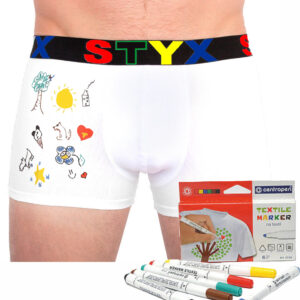 Pánské boxerky Styx sportovní guma bílé + fixy na textil (GF1061) M