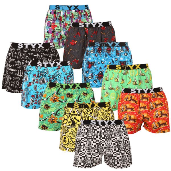10PACK pánské trenky Styx art sportovní guma vícebarevné (10B130915245782) XL
