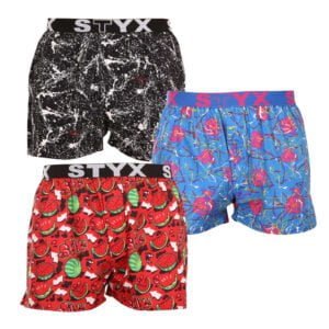 3PACK pánské trenky Styx art sportovní guma vícebarevné (3B13489) S