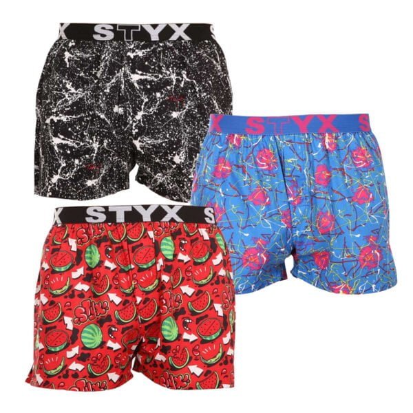 3PACK pánské trenky Styx art sportovní guma vícebarevné (3B13489) M