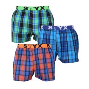 3PACK pánské trenky Styx sportovní guma vícebarevné (3B10456) M