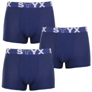3PACK pánské boxerky Styx sportovní guma tmavě modré (3G968) L