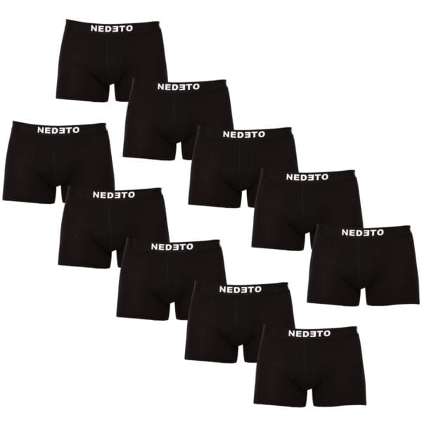 10PACK pánské boxerky Nedeto černé (10NDTB001-brand) L