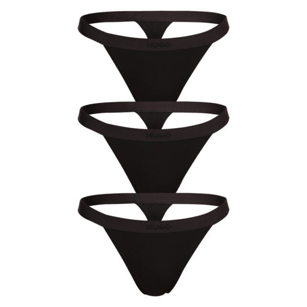 3PACK dámská tanga HUGO černá (50496893 001) XXL