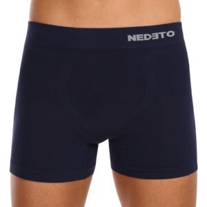 Pánské boxerky Nedeto bezešvé bambusové modré (NDTB002S) L