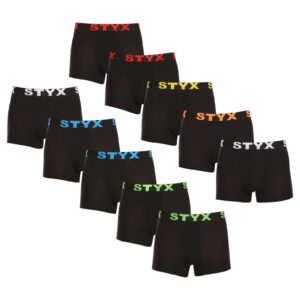 10PACK pánské boxerky Styx sportovní guma černé (10G9601) S