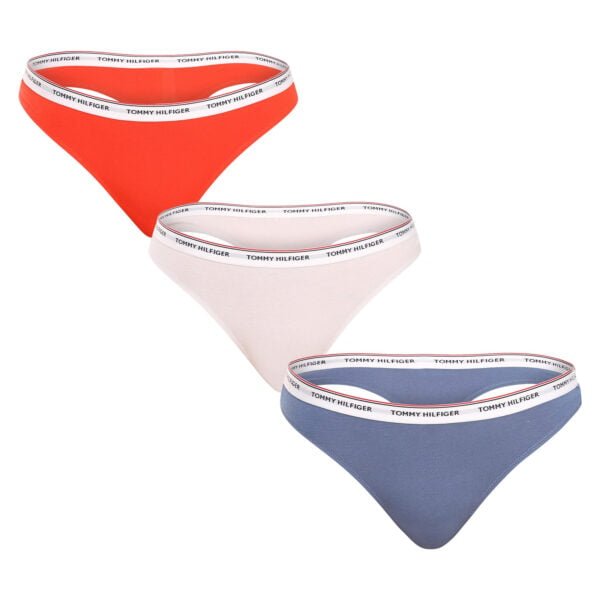 3PACK dámská tanga Tommy Hilfiger nadrozměr vícebarevná (UW0UW04894 0V7) 3XL