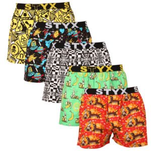 5PACK pánské trenky Styx art sportovní guma vícebarevné (5B1309514) L