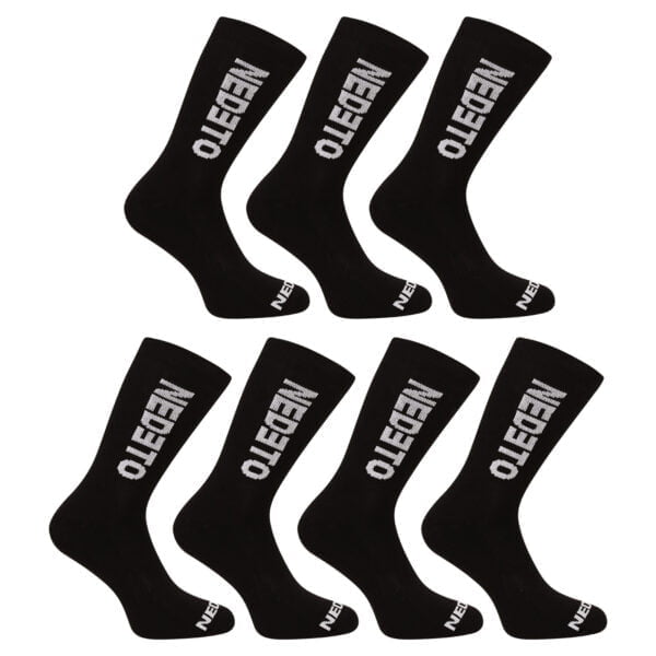 7PACK ponožky Nedeto vysoké černé (7NDTP001-brand) S