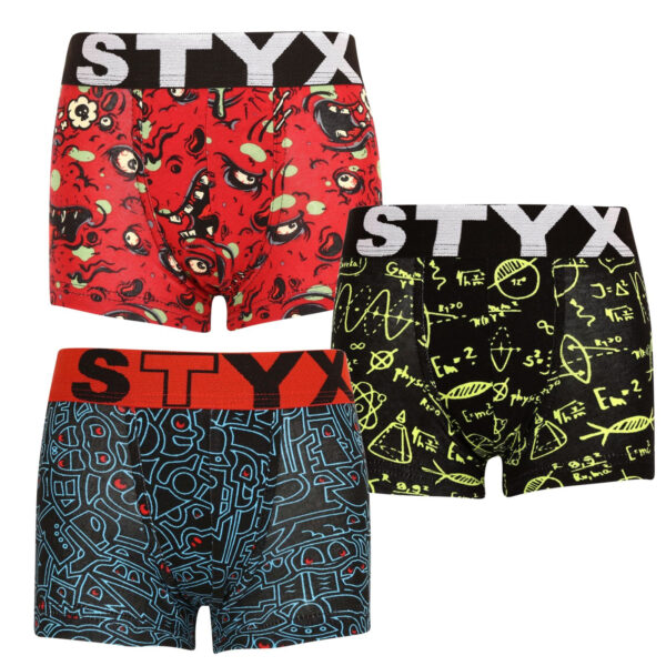 3PACK dětské boxerky Styx art sportovní guma vícebarevné (3GJ12612) 4-5 let