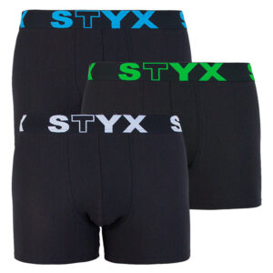 3PACK pánské boxerky Styx long sportovní guma černé (U9606162) M