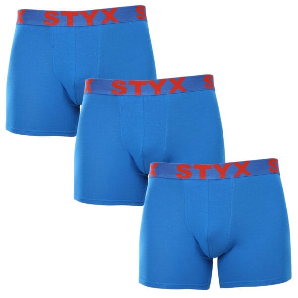 3PACK pánské boxerky Styx long sportovní guma modré (3U1167) M