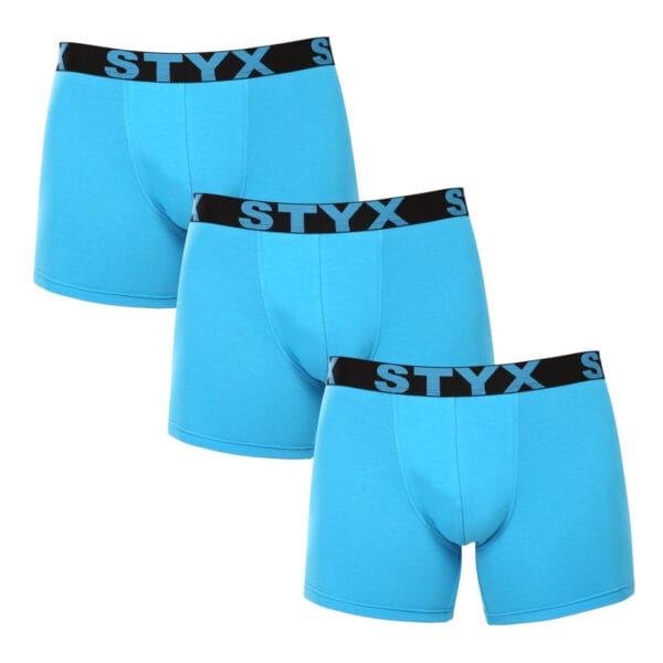 3PACK pánské boxerky Styx long sportovní guma světle modré (3U1169) M