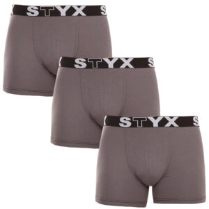 3PACK pánské boxerky Styx long sportovní guma tmavě šedé (3U1063) M