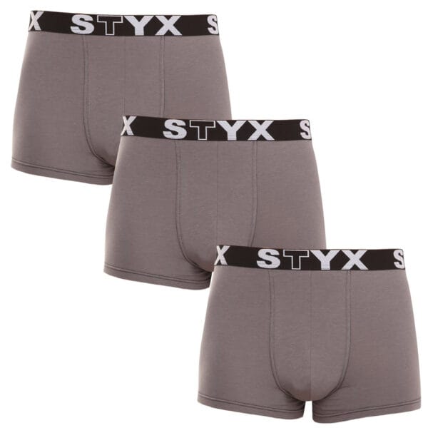 3PACK pánské boxerky Styx sportovní guma tmavě šedé (3G1063) L