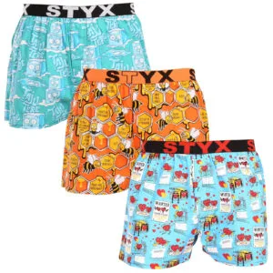 3PACK pánské trenky Styx art sportovní guma vícebarevné (3B16476) M