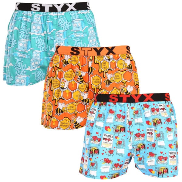 3PACK pánské trenky Styx art sportovní guma vícebarevné (3B16476) S