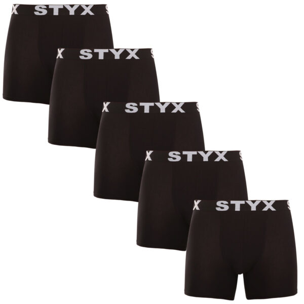 5PACK pánské boxerky Styx long sportovní guma černé (5U960) L
