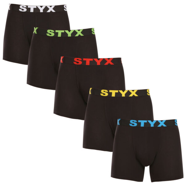 5PACK pánské boxerky Styx long sportovní guma černé (5U9601) L
