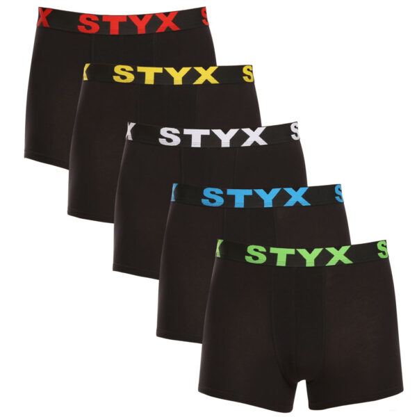 5PACK pánské boxerky Styx sportovní guma černé (5G9601) S