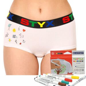 Dámské kalhotky Styx s nohavičkou bílé + fixy na textil (INF1061) M