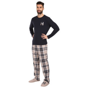 Pánské pyžamo Tommy Hilfiger s papučemi  vícebarevné v dárkovém balení (UM0UM02989 0S1) S
