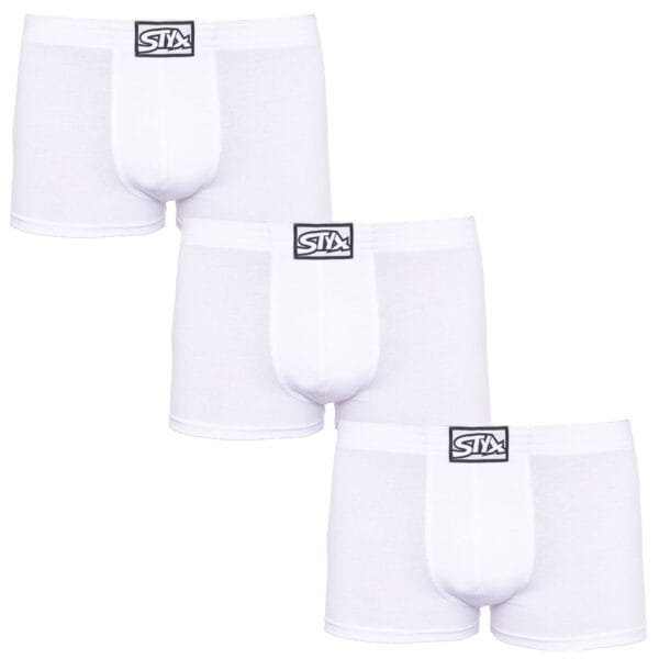 3PACK pánské boxerky Styx klasická guma bílé (3Q1061) M