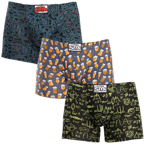 3PACK pánské boxerky Styx long art klasická guma vícebarevné (3F12672) XXL