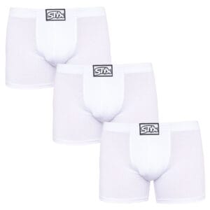 3PACK pánské boxerky Styx long klasická guma bílé (3F1061) XL