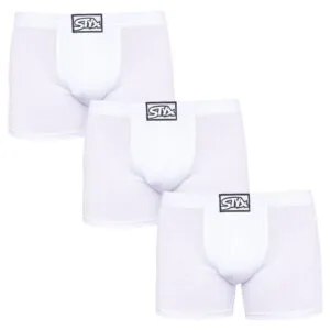 3PACK pánské boxerky Styx long klasická guma bílé (3F1061) XL