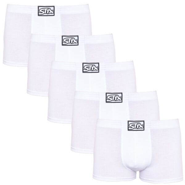 5PACK pánské boxerky Styx klasická guma bílé (5Q1061) M