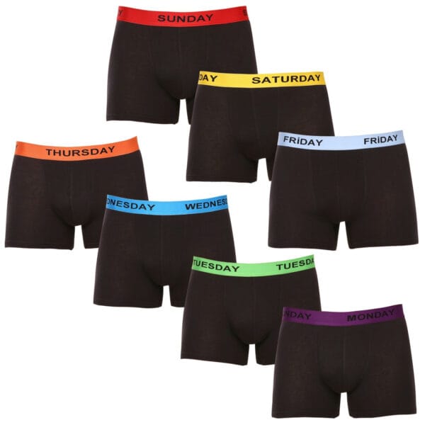 7PACK pánské boxerky Nedeto černé (7NB001-week) 3XL