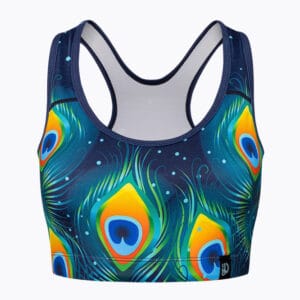 Veselá dámská sportovní podprsenka Dedoles Paví pírka (D-W-AW-SB-C-C-1346) XS